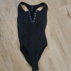 Black Ribbed Bodysuit